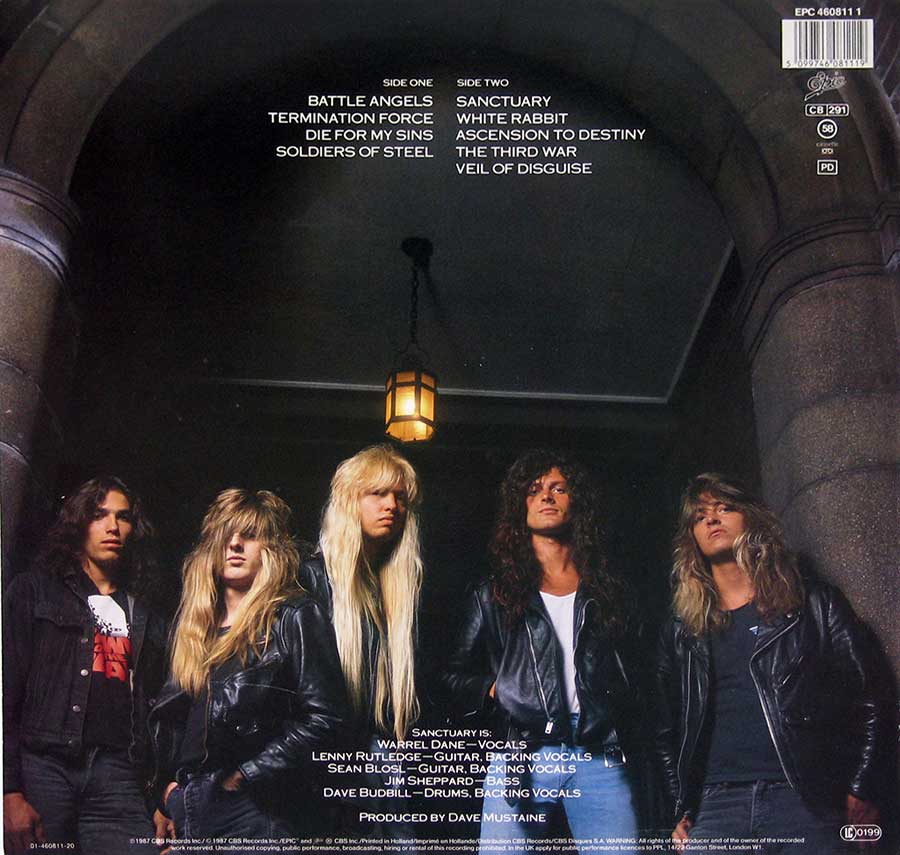 SANCTUARY - Refuge Denied Dave Mustaine 12" Vinyl LP Album
 back cover